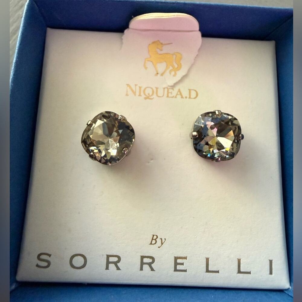 Sorrelli Crystal Silver Tone Stud Earrings NEW